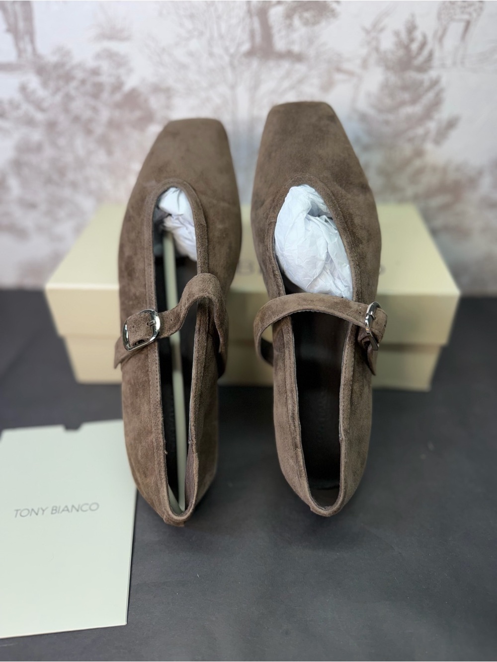 Tony Bianco Bobbi Mary Jane in Espresso Suede square toe ballet flat - Picture 8 of 9
